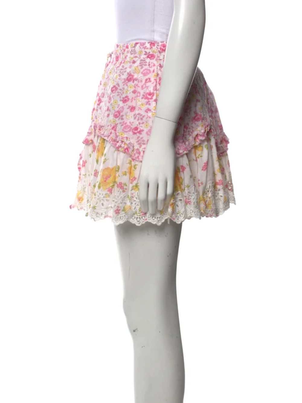 LoveShackFancy Floral Ruffle Mini Skirt - Picture 4 of 11